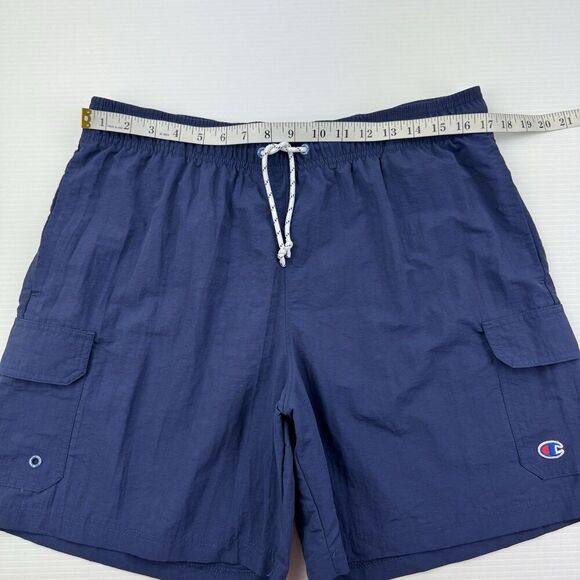 Champion Swim Trunks Size L Navy Blue Cargo Pocket Board Shorts Drawstring Nylon - Picture 7 of 9